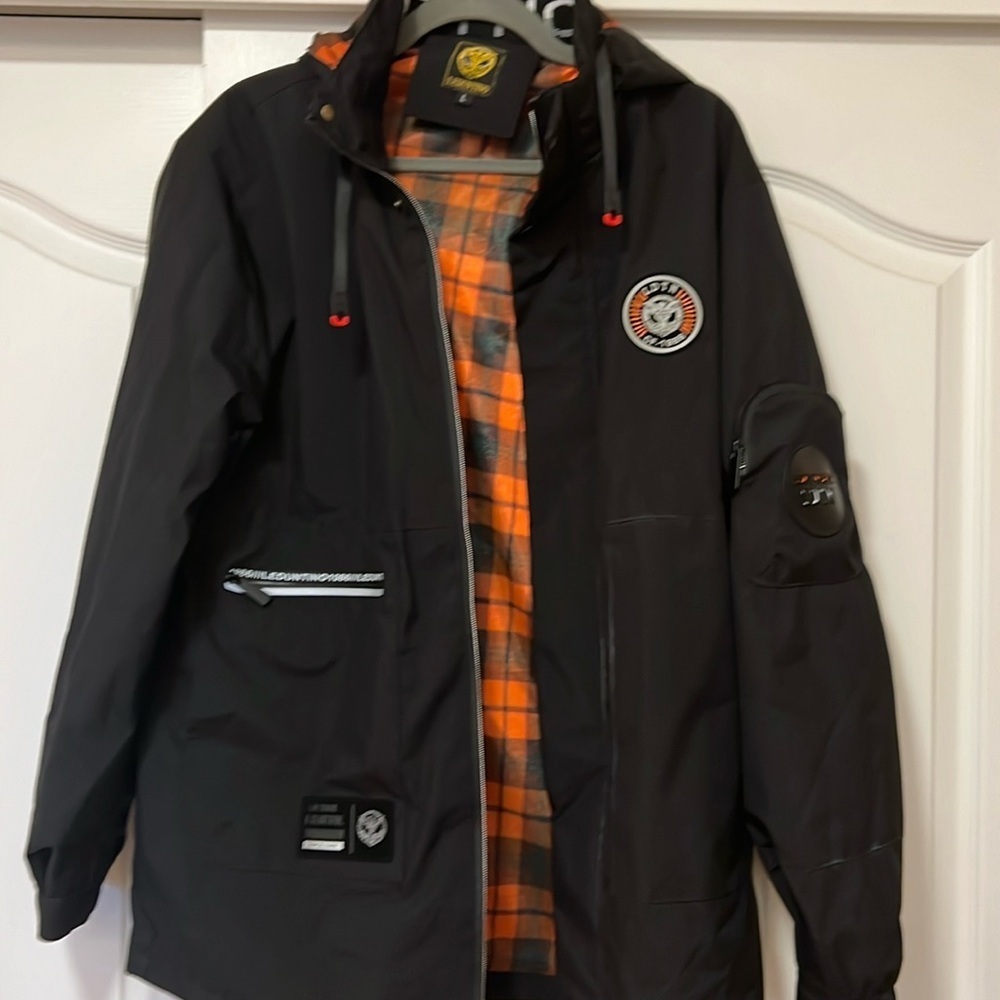 Leduntino Find Your Own Way Windbreaker Hooded Waterproof Jacket Black - size L